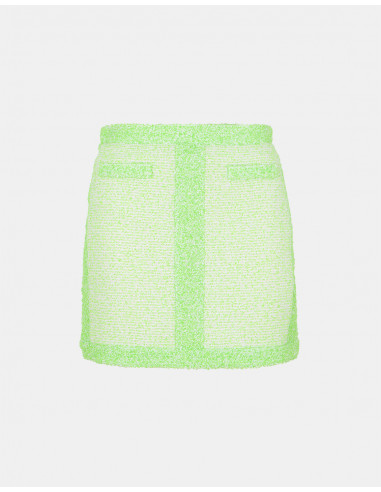 Mini falda de tweed verde flúor. -...