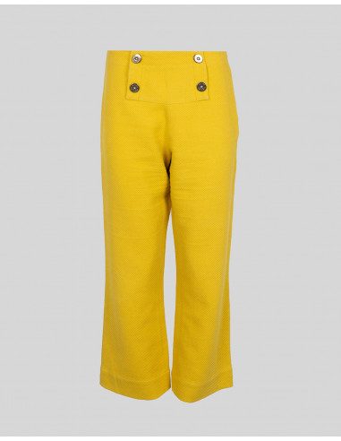 Pantalón de piqué amarillo -...