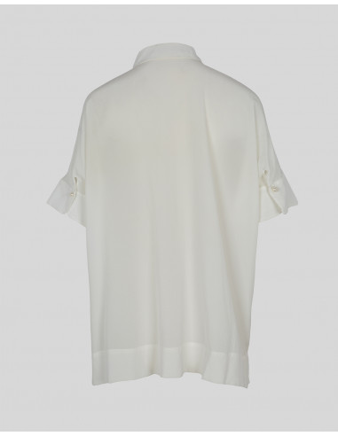 CAROLINA HERRERA,blusa blanca de seda, abotonada y manga larga